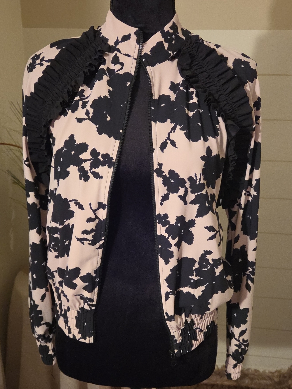 70s Euro Vintage Maison Indies Ruffle Technical Bomber Jacket French Luxury FR36